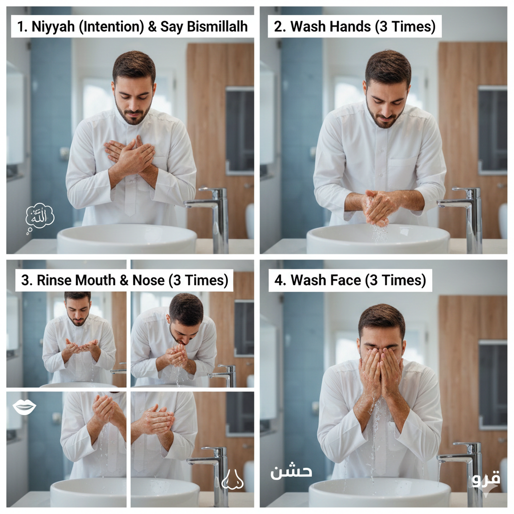 How to perform wudu step by step